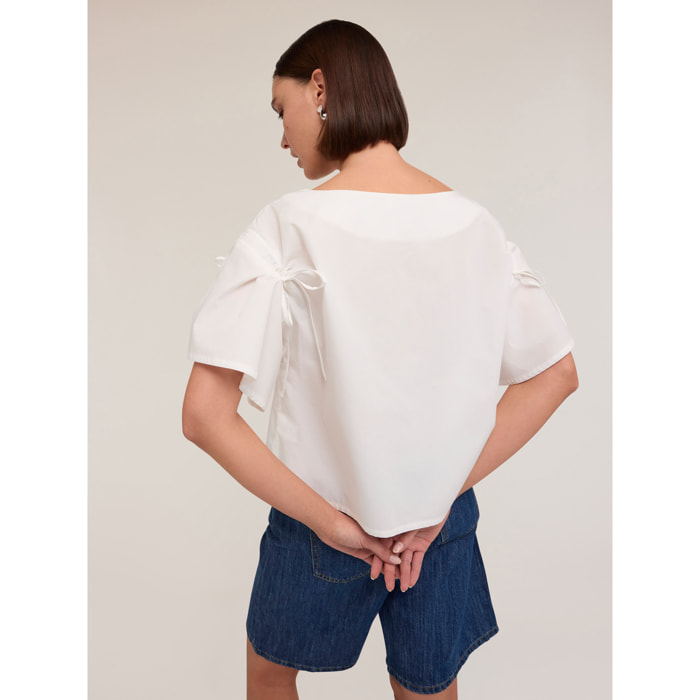 Motivi - Blusa con coulisse sulle maniche - Bianco