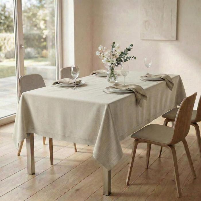 Tovaglia ajour in cotone - BEIGE MELANGE
