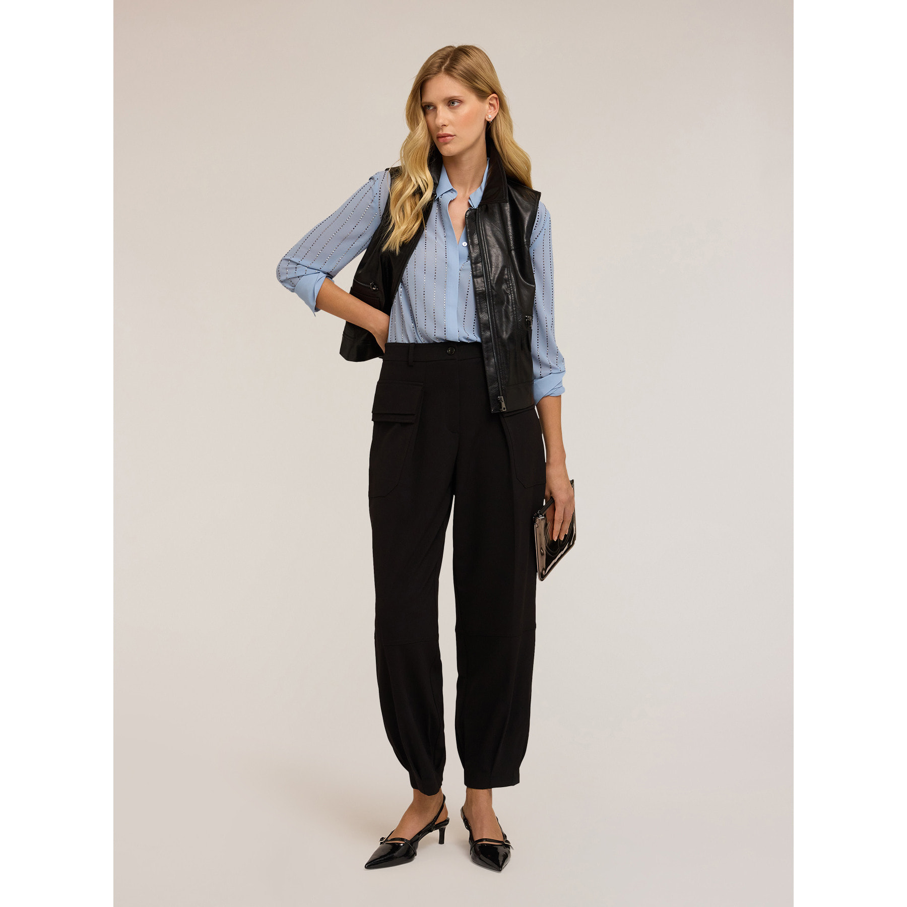 Motivi - Pantalones cargo de tejido fluido - Negro