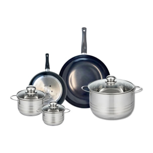 Ensemble de 2 Poêles de cuisson 20 et 28 cm et 3 faitouts 12, 14 et 24 cm Elo Prima Brillant