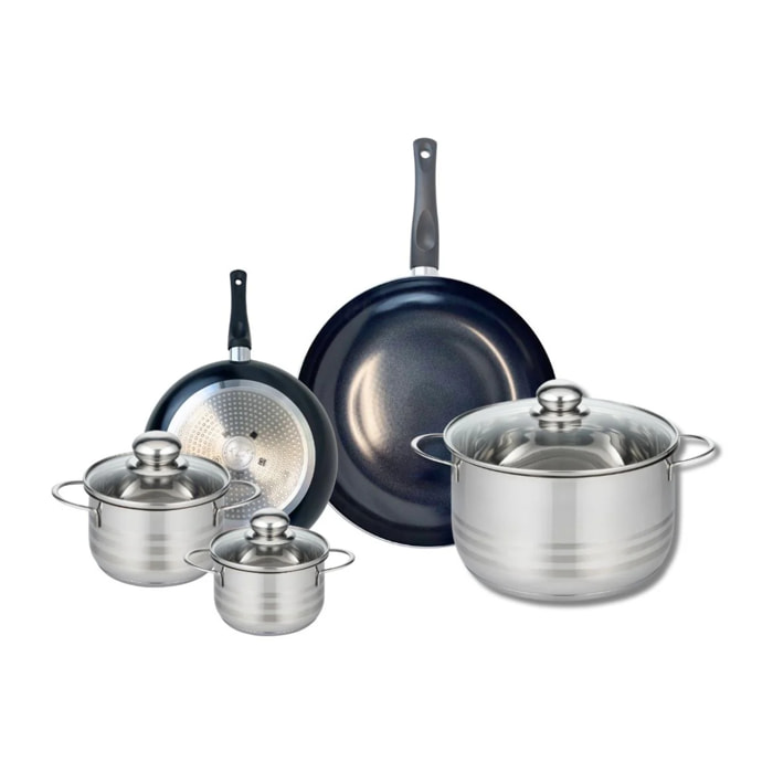 Ensemble de 2 Poêles de cuisson 20 et 28 cm et 3 faitouts 12, 14 et 24 cm Elo Prima Brillant