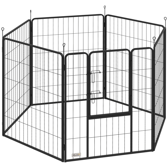Parc enclos chien modulable pliable 6 panneaux H.100cm porte verrouillable acier époxy anthracite