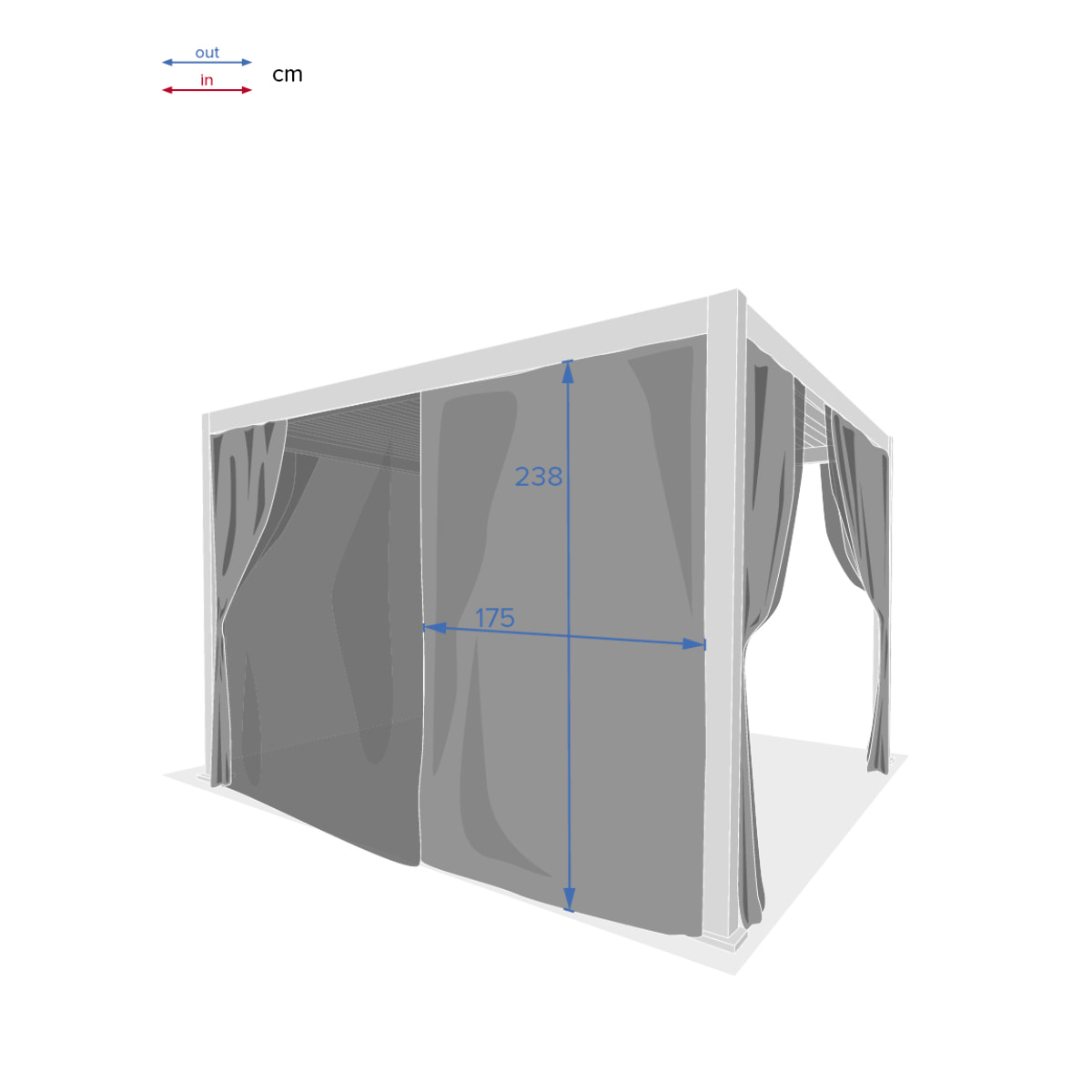Kit de rideaux et moustiquaire pour pergola Evora (4 doubles rails, 4 rideaux et 4 moustiquaires)
