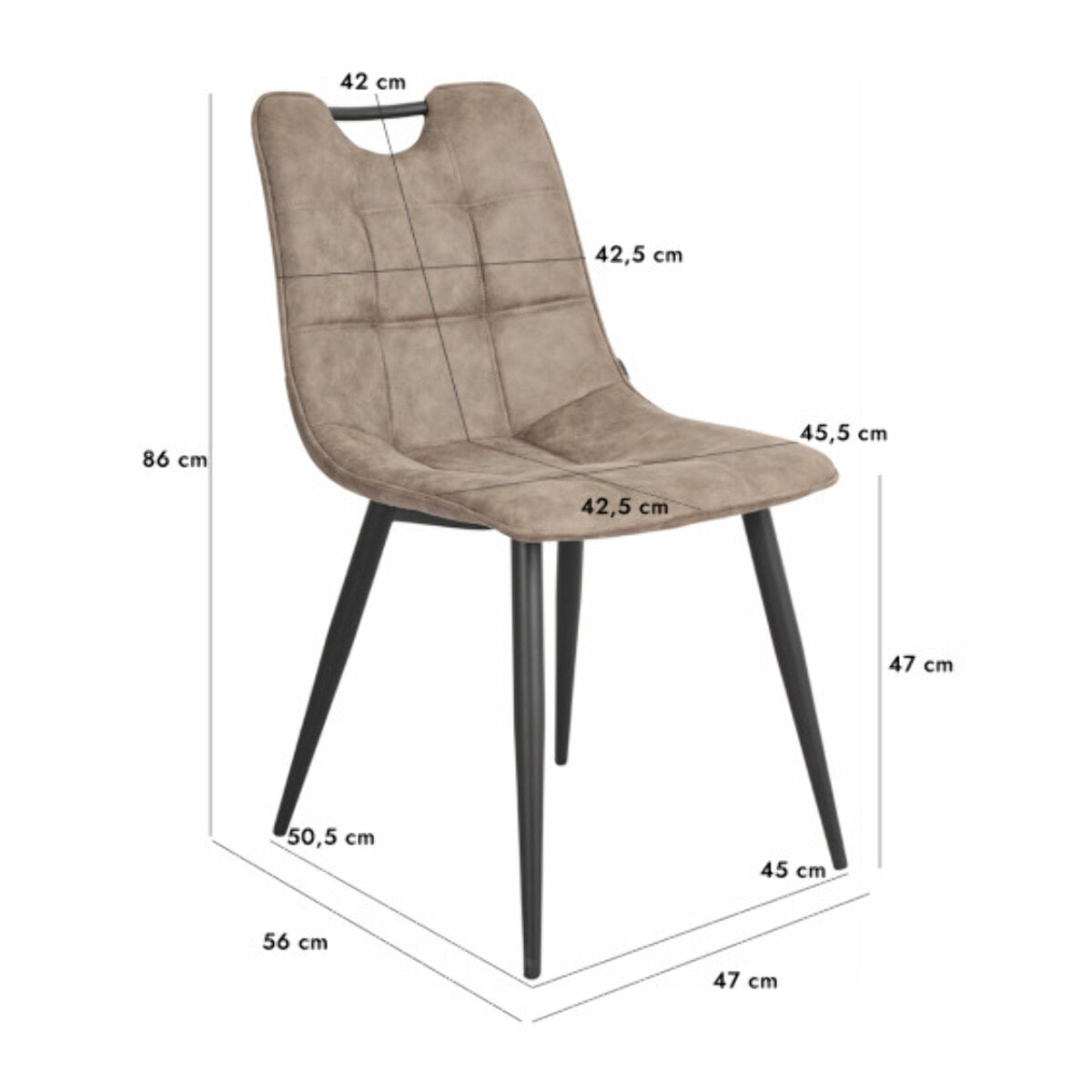 Chaise microfibre effet simili, poignée et pieds noirs - SPOOKY 2