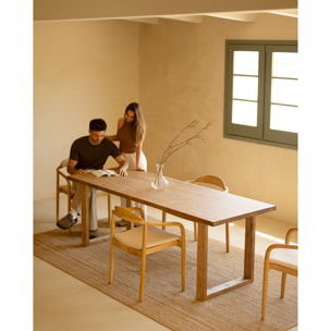 Mesa de comedor de madera maciza en tono roble oscuro de varias medidas