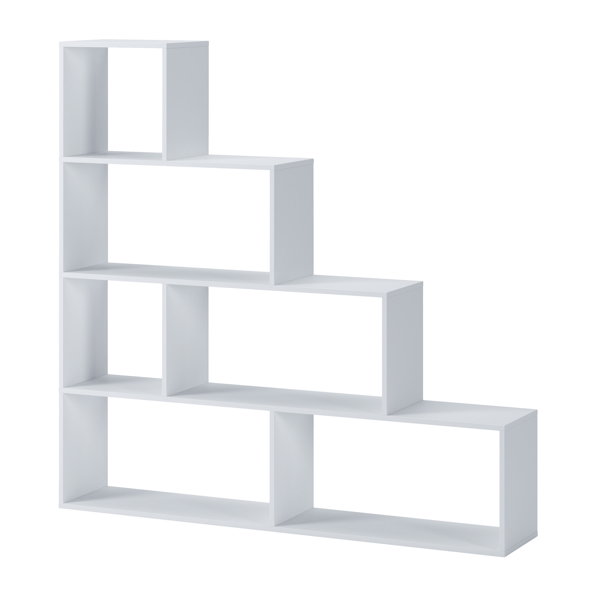 Libreria Design Zig Zag Scaffale Mensola Moderna 6 Vani A Giorni Ripiani Mobile Libri per Soggiorno Salotto Camera Studio 143x144.9x27.9 Cm Bianco