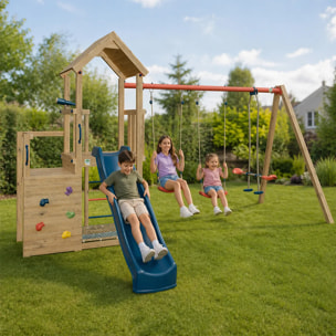 Aire de jeux en bois poutre métal 2,30 m XCHANGE CLEVER