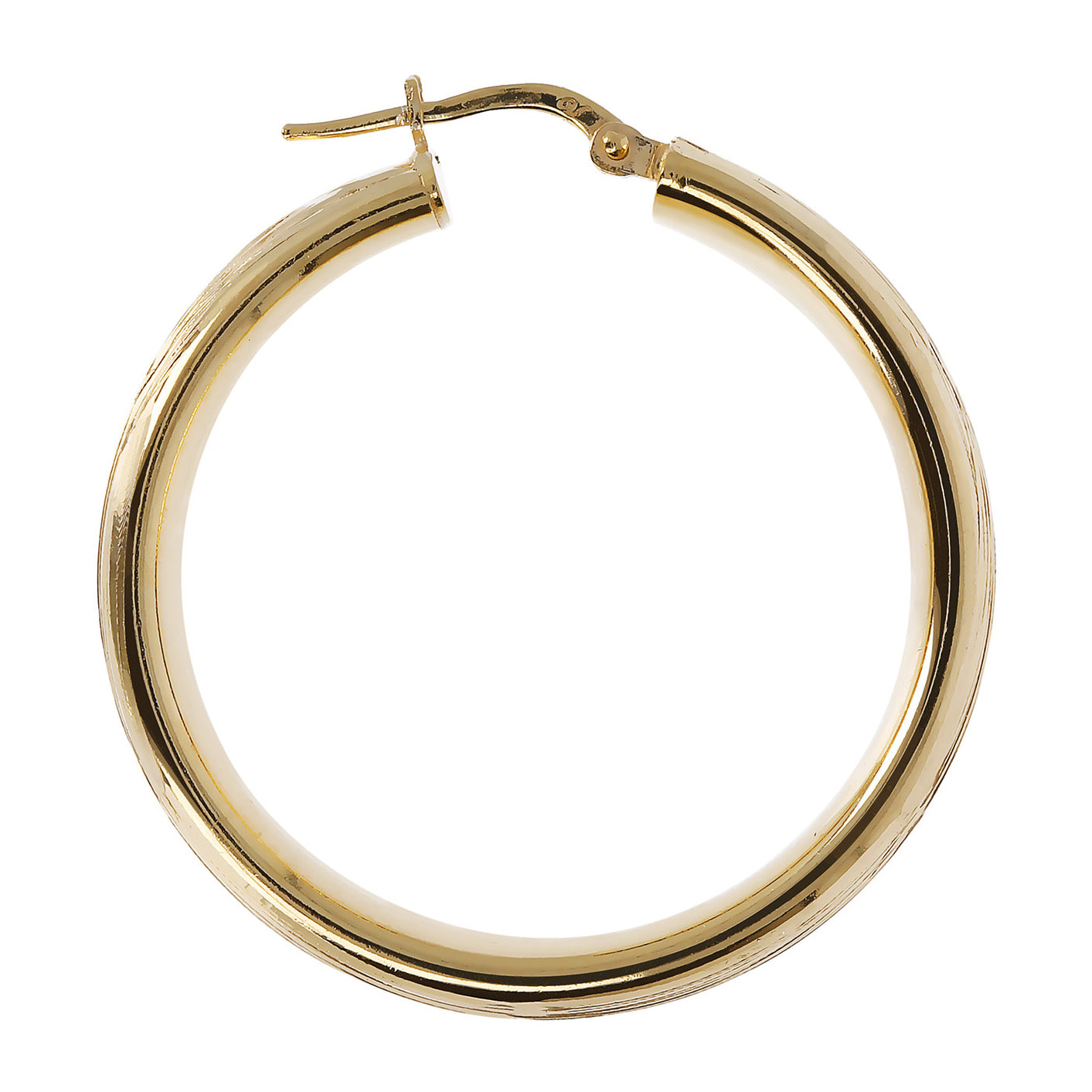 Orecchini a Cerchio Diamantati in Argento 925 placcato Oro Giallo 18Kt Diametro 3cm