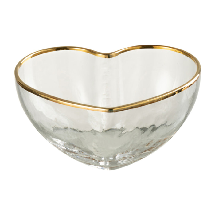 J-Line plateau Apéro Coeur - verre - or/transparent