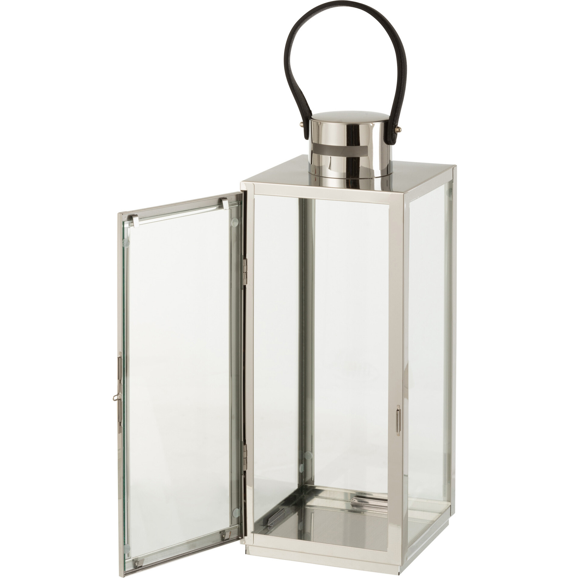 J-Line Lanterne Carree Metal/Verre Argent