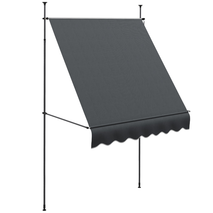 Toldo Manual Retráctil con Manivela 200x120x210-300 cm Toldo para Balcón con Altura Ajustable Impermeable y Anti-UV para Jardín Terraza Gris Oscuro