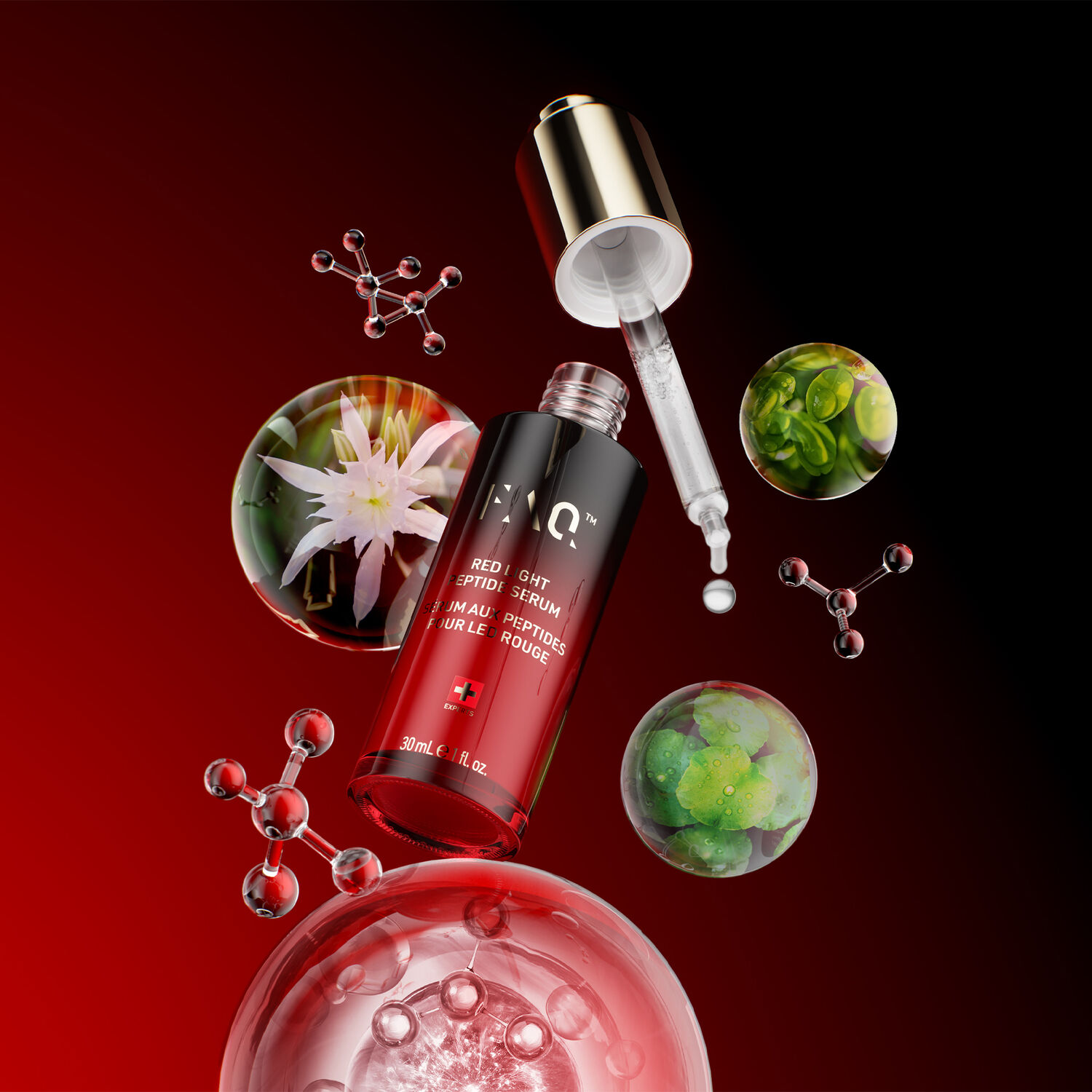 FAQ™ Red Serum Light Peptide - Sérum aux Peptides pour LEDs rouges 30ml - Jonquille de mer, Acide Hyaluronique, Thé Vert et Cica