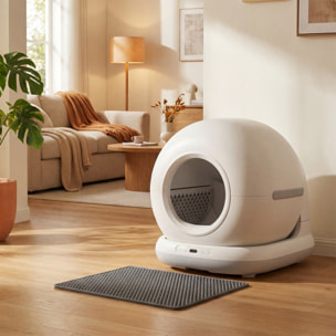 Bac à litière autonettoyante pour chat - maison de toilette autonettoyante - 72L - blanc