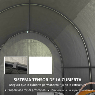 Carpa de Jardín Exterior para Herramientas, Bicicletas, 2,4x1,6x1,9 m, Cobertizo Exterior con Marco de Acero, Puerta Enrollable con Cremallera, Impermeable, Garaje Portátil, Gris Claro