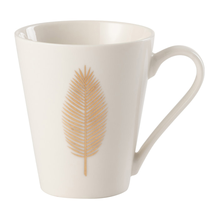 J-Line Mug Plume Porcelain Blanc / Or