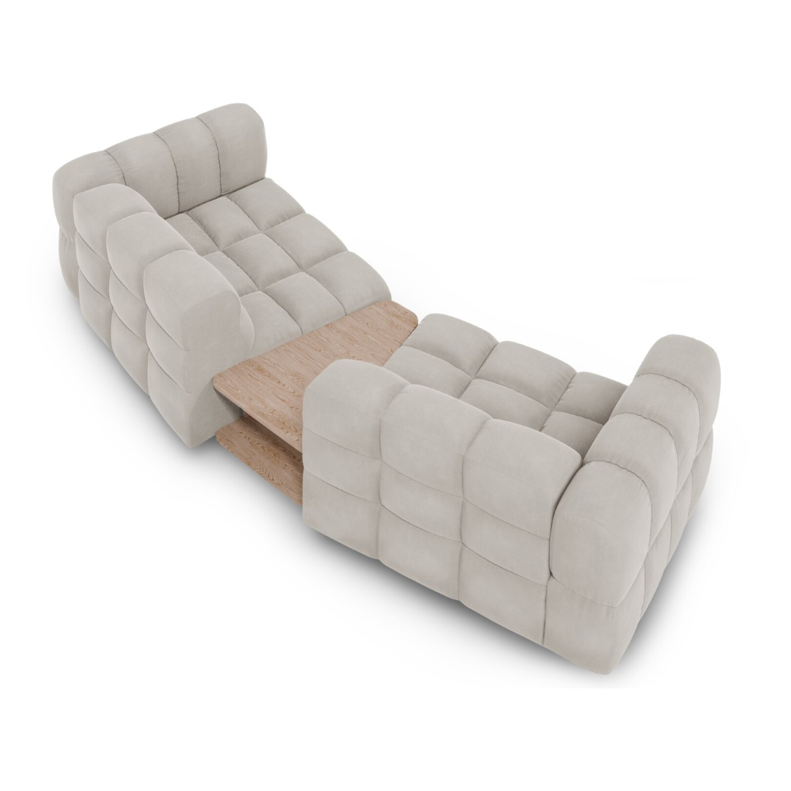Canapé modulable "Sky" 2 places en velours beige clair