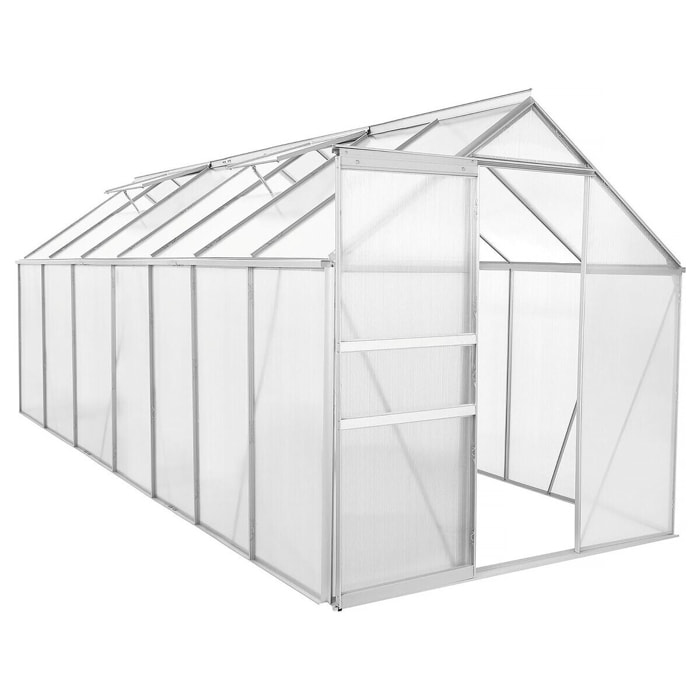 Serre jardin en polycarbonate 430 x 190 x 195 cm "Basilic" - 8,17 m² - Gris