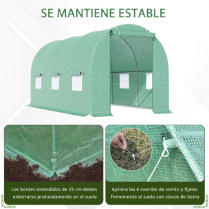 Invernadero de Cultivo de Acero y PE 4,5x2x2m Verde