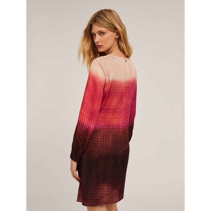 Motivi - Vestito sfumato in raso - Fucsia