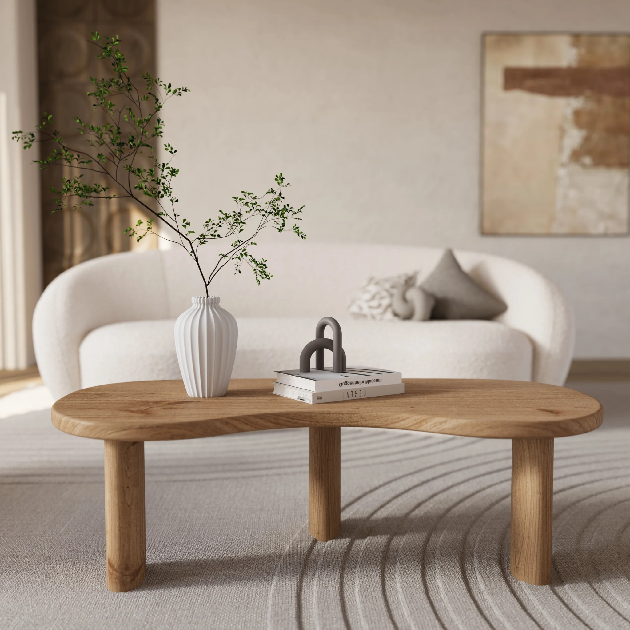 Table basse organique en bois massif de mindi - Brandan