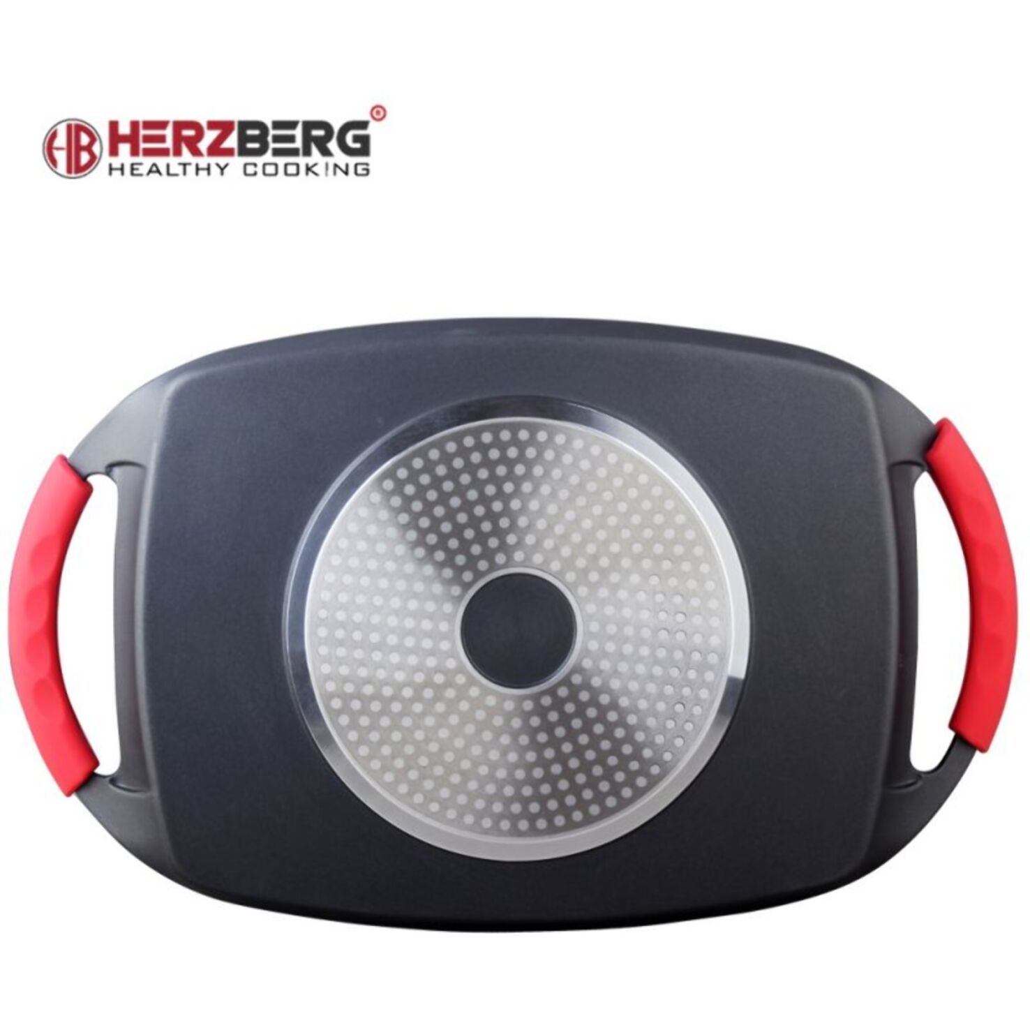 Plaque de cuisson antiadhésive avec revêtement en marbre et poignées amovibles en silicone 47*29cm Herzberg HG-7047-GP