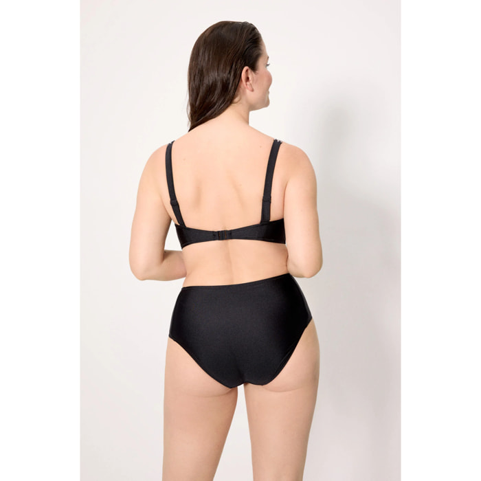 Slip bikini vita alta modellante Nero