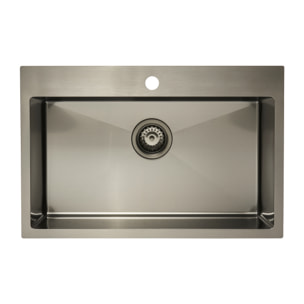 Swiss Aqua Technologies Timeless Évier de cuisine encastrable en inox 304, 68x45x21 cm, Gun Metal brossé PVD