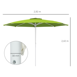 Parasol de jardin octogonal réglable Ø 292 x 242H cm métal polyester haute densité 180 g/m² vert