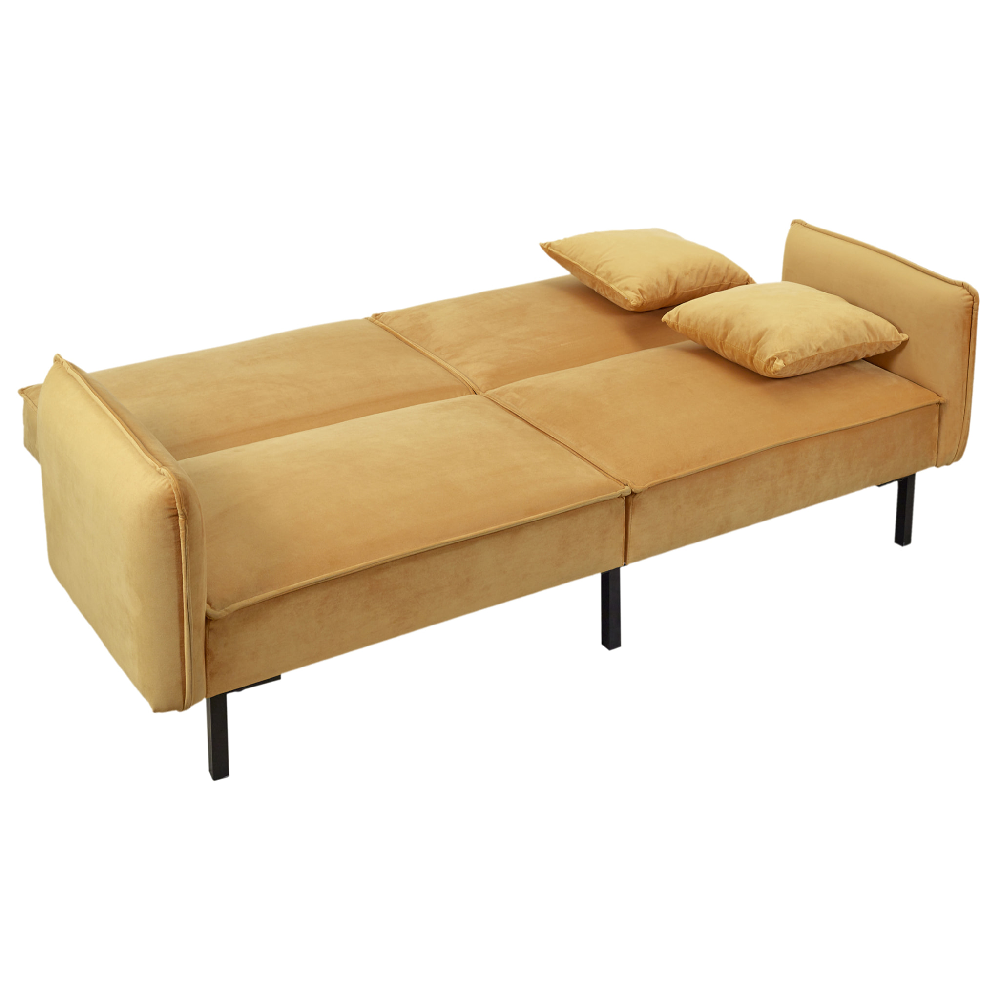 Canape Convertible Velours Ocre