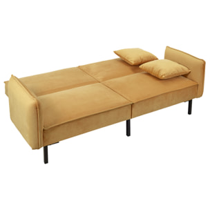 Canape Convertible Velours Ocre
