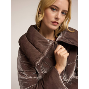 Motivi - Piumino pesante in velluto trapuntato - Marrone