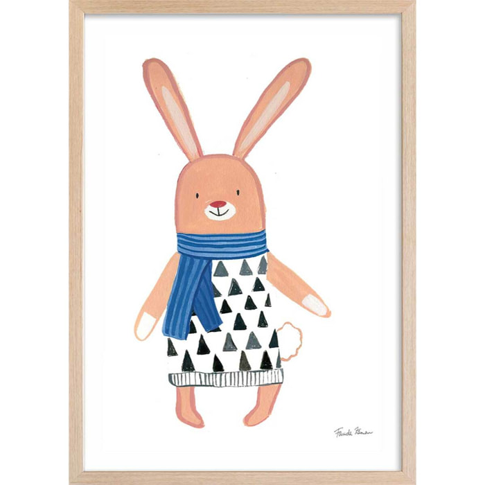 Affiche enfant copains de quartier  Affiche + cadre en bois - Chêne