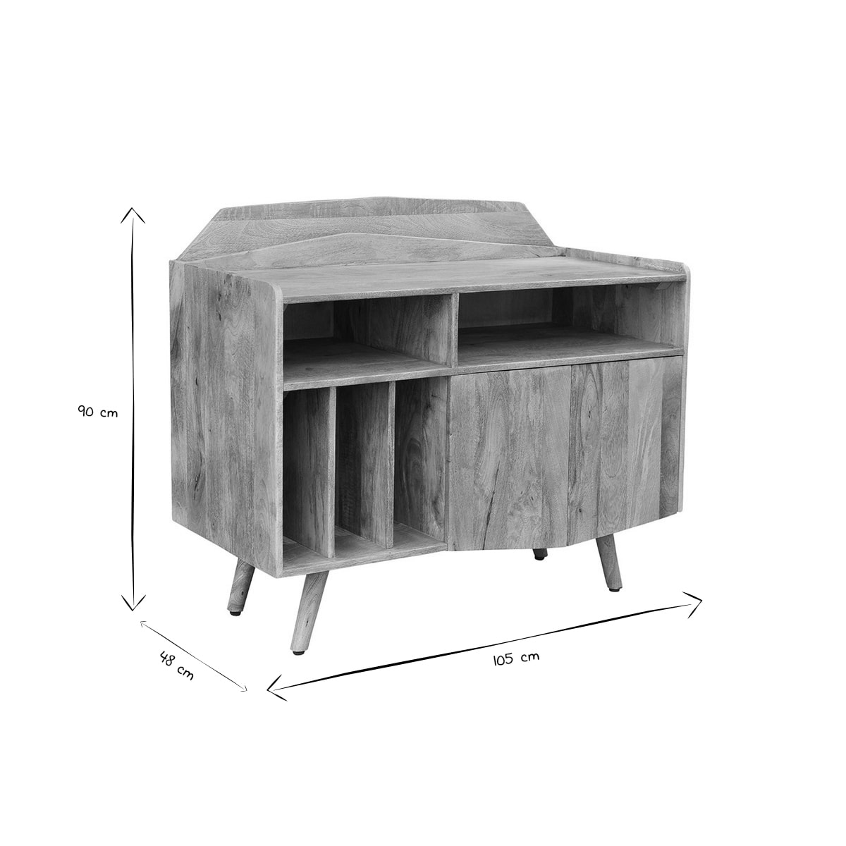 Buffet meuble de rangement vinyles en bois manguier massif L105 cm MATAHARI