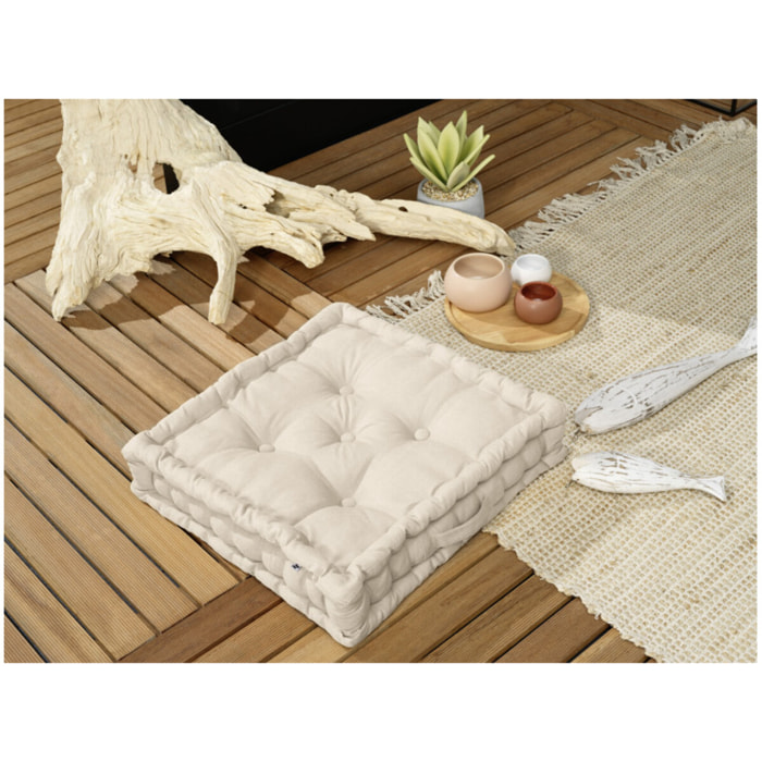 Coussin de sol 50 x 50 cm capitonné et matelassé en coton - KALA