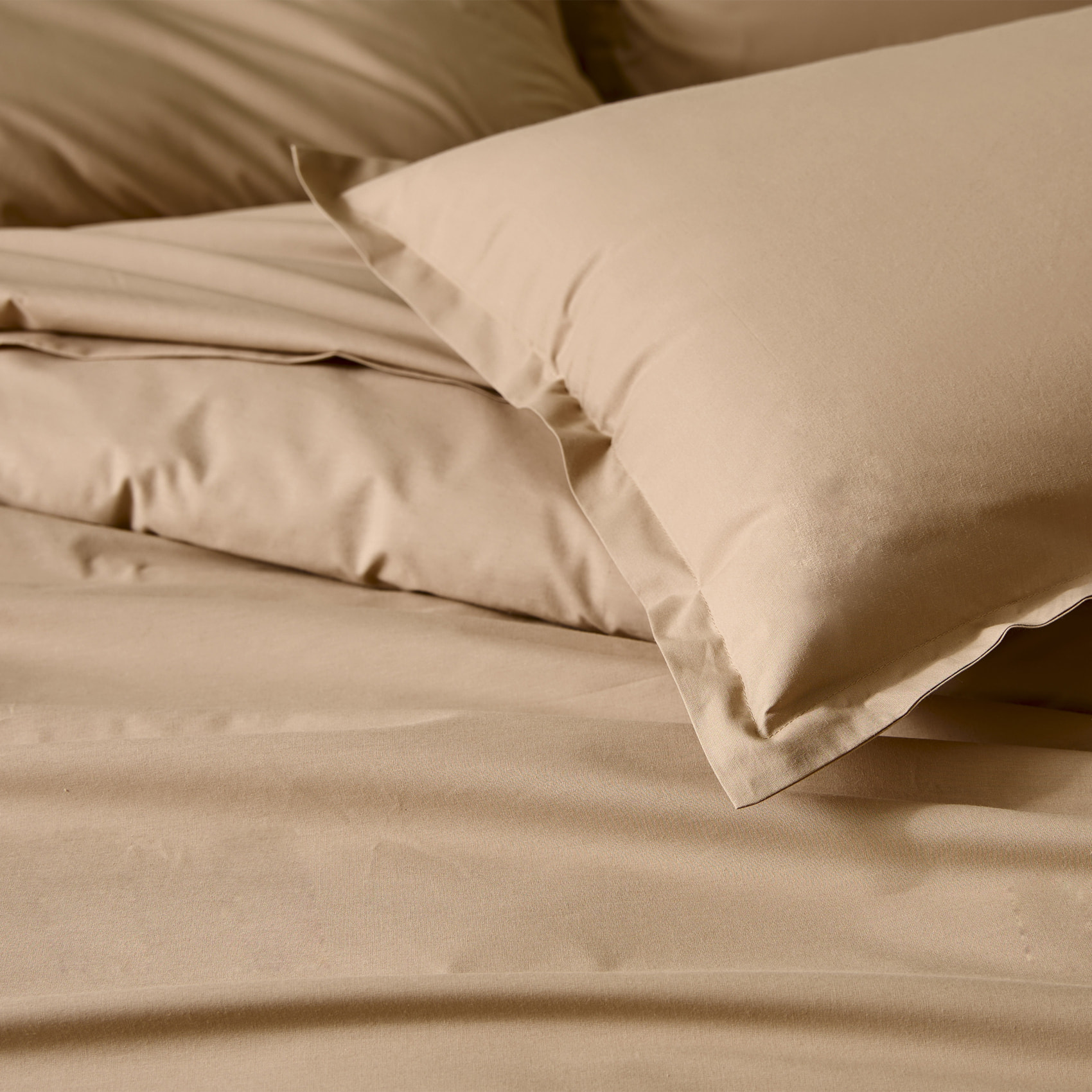 Taie d’oreiller percale de coton made in France - Marron Clair