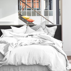 Housse De Couette 100% lin lavé Blanc Parfait