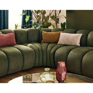 Debbie - canapé modulable d'angle gauche 5 places en tissu texturé - Vert