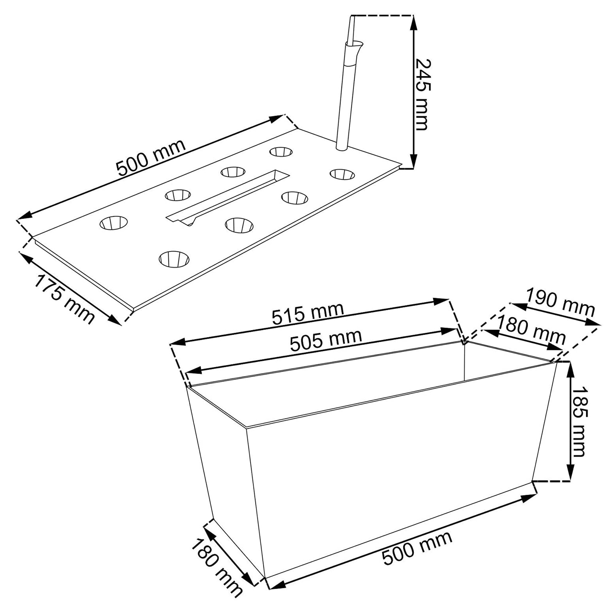 Juego macetas rato: macetero 64 litros y jardinera rectangular 17 litros color antracita
