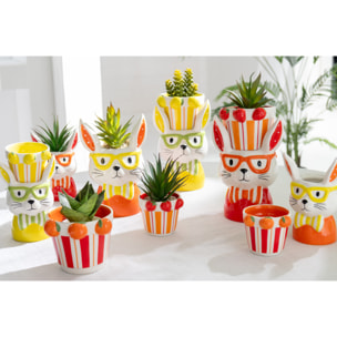 J-Line cache-pot 2 Parties Lapin Dolomite - céramique - mix - large - 3 pièces - Ø 14 cm