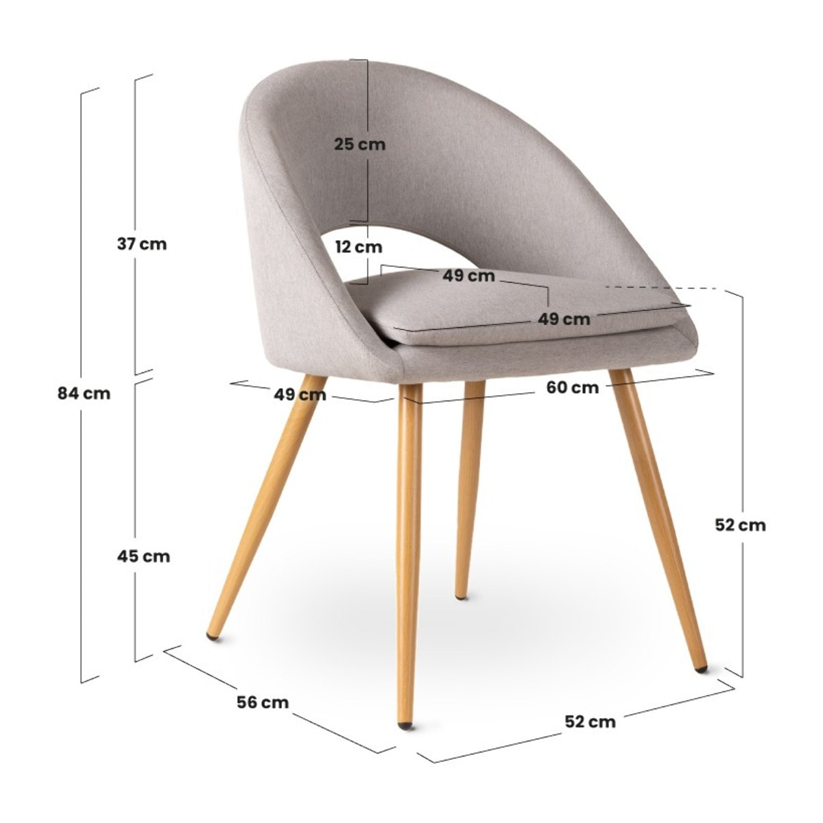 Pack 2 sillas gris para comedor o salón con reposabrazos y tapizadas