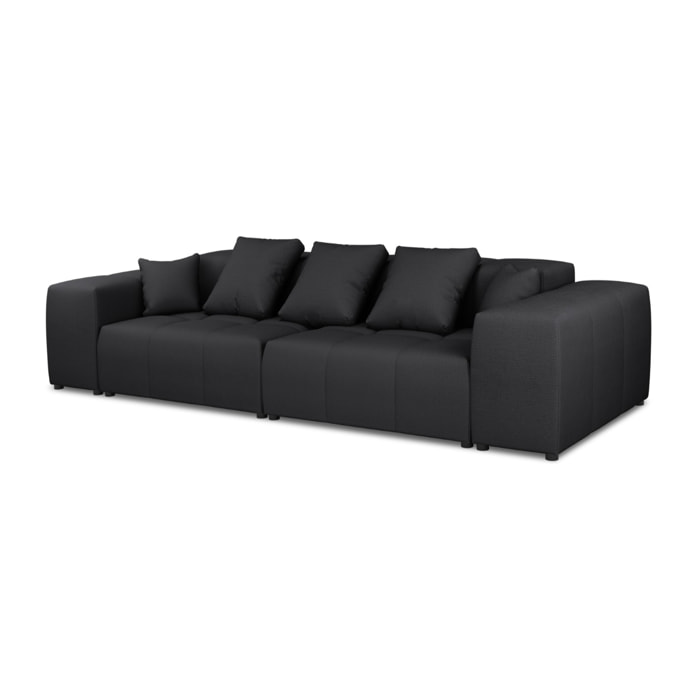 Canapé modulable "Rome" 3 places en tissu structurel noir