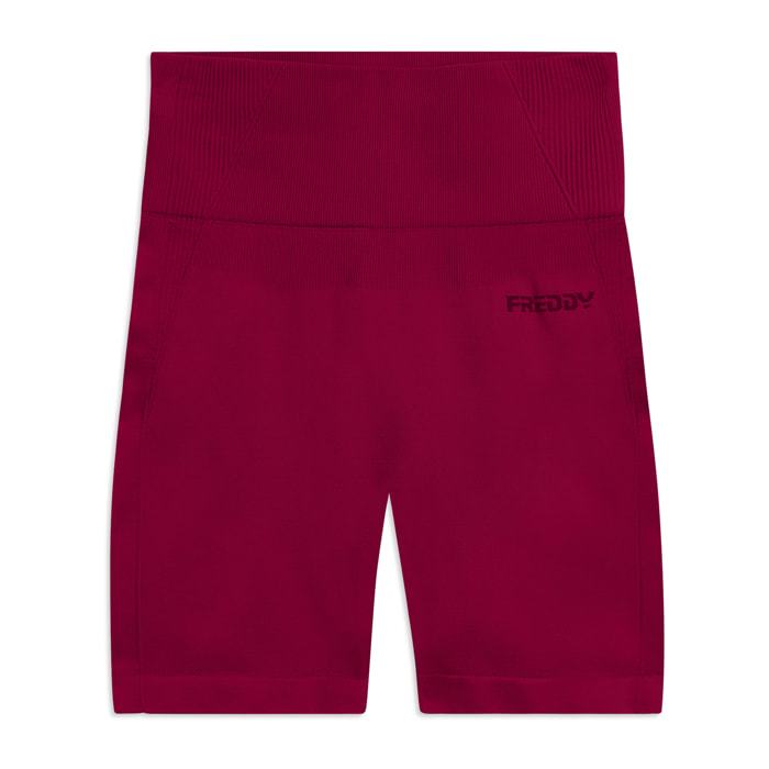 Leggings Corti Seamless con Vita Alta e Inserti in Costina