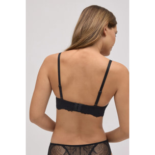 Reggiseno imbottito senza ferretto in pizzo nero coppa B