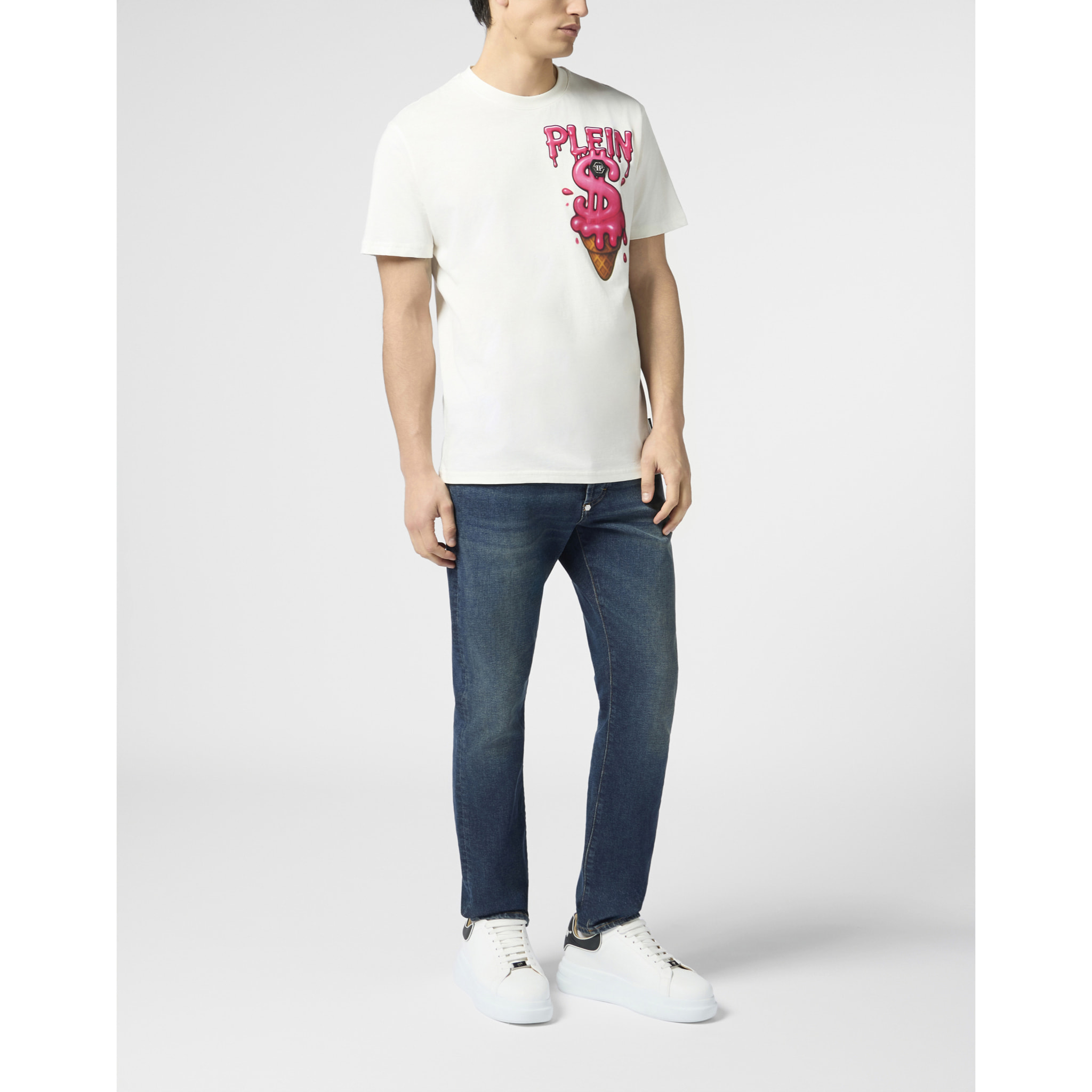 PHILIPP PLEIN Round Neck T-Shirt Ice Cream Dollar