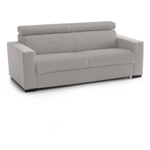 Divano fisso Leila, Divano a 2 posti, 100% Made in Italy, Sofà Soggiorno, in tessuto imbottito, con poggiatesta regolabili e Braccioli standard, Cm 180x95h85, Grigio