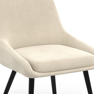 Chaises Olivia en velours et pieds métal - Crème