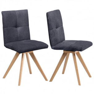 Lot de 2 chaises rotatives 180° capitonnées en tissu - 4 coloris - HORTENSE