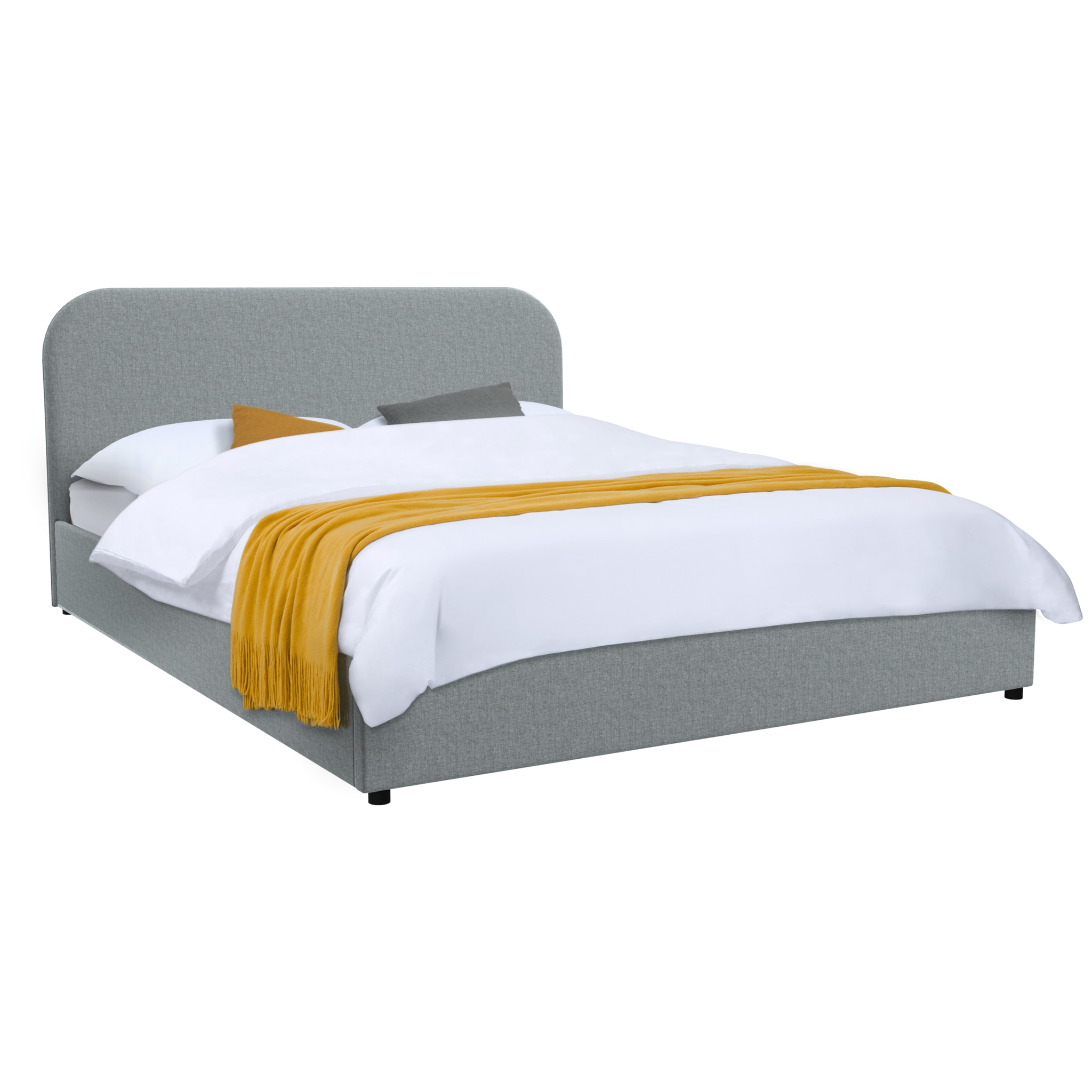 Lit double Tilly avec coffre 140x190 cm en tissu gris