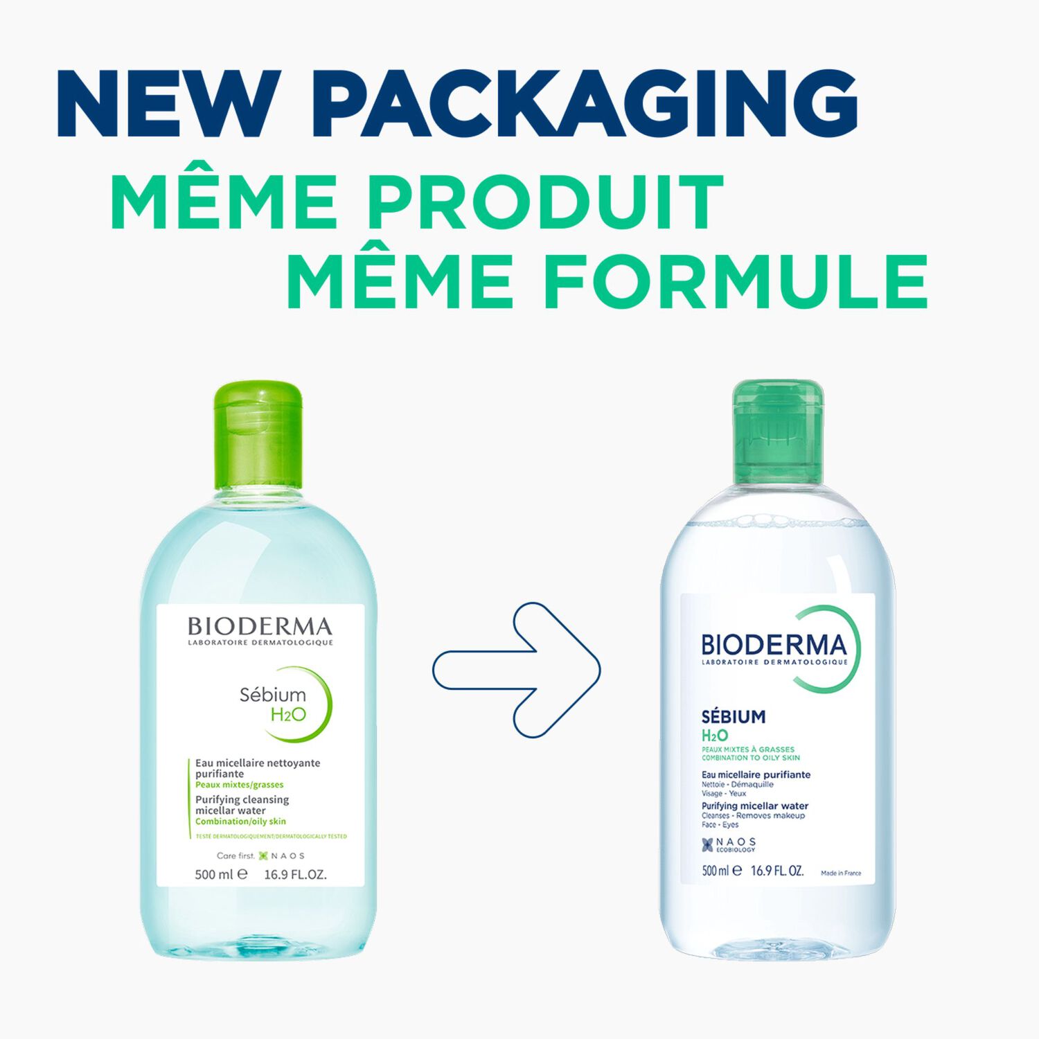 Sébium H2O - Eaux Micellaires Purifiantes - Peaux Mixtes à Grasses 2 x 500 ml