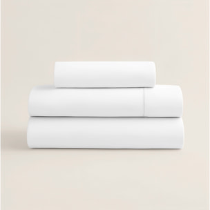 Juego de Sábanas Lisas - 100% Microfibra - Incluye 1 o 2 Fundas de Almohada + 1 Sábana Bajera - Blanco Óptico